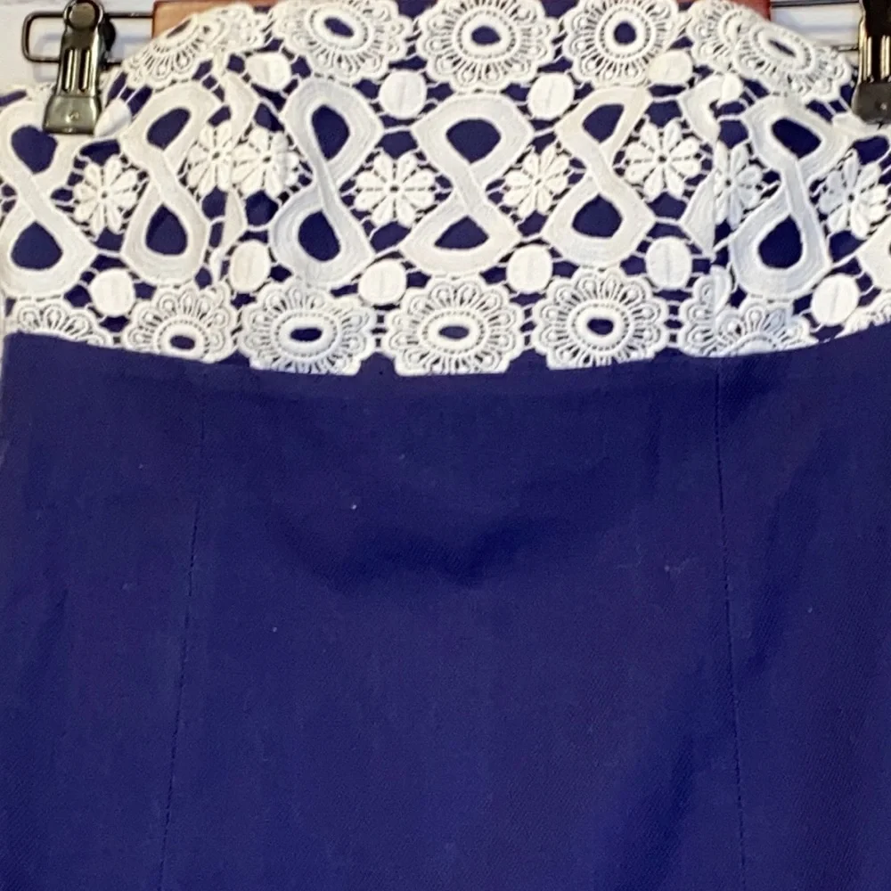 Lilly Pulitzer Navy Blue White Strapless Dress Size 0 - Picture 3 of 11